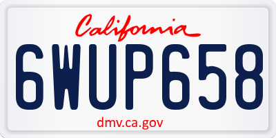 CA license plate 6WUP658