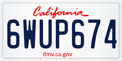 CA license plate 6WUP674