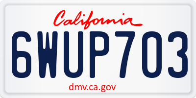 CA license plate 6WUP703