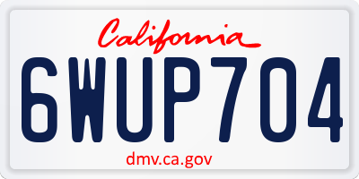 CA license plate 6WUP704