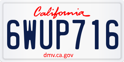 CA license plate 6WUP716