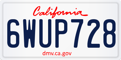 CA license plate 6WUP728