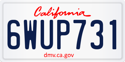 CA license plate 6WUP731