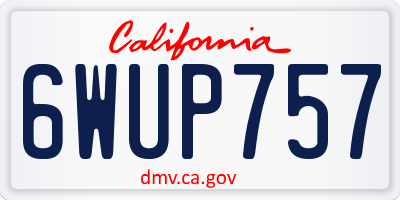 CA license plate 6WUP757