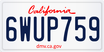 CA license plate 6WUP759