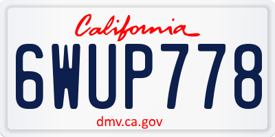 CA license plate 6WUP778