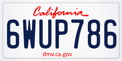 CA license plate 6WUP786