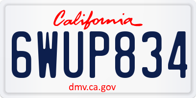 CA license plate 6WUP834