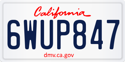 CA license plate 6WUP847