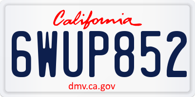 CA license plate 6WUP852