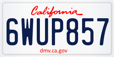 CA license plate 6WUP857