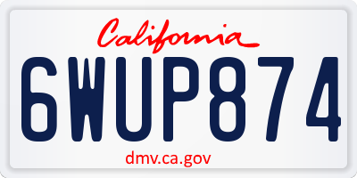 CA license plate 6WUP874