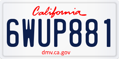 CA license plate 6WUP881