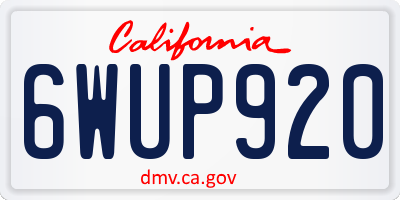 CA license plate 6WUP920