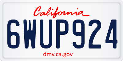 CA license plate 6WUP924