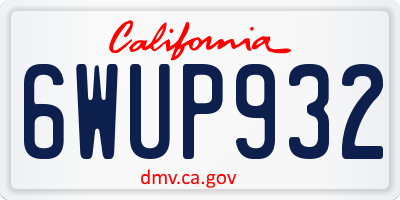 CA license plate 6WUP932