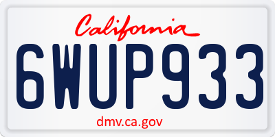 CA license plate 6WUP933