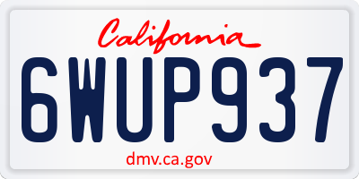 CA license plate 6WUP937