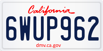 CA license plate 6WUP962