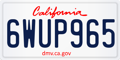 CA license plate 6WUP965