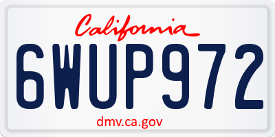 CA license plate 6WUP972