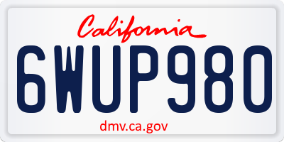 CA license plate 6WUP980