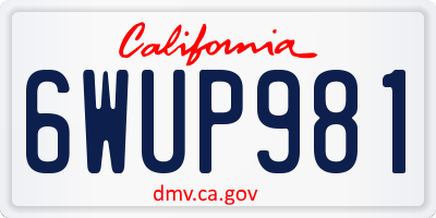 CA license plate 6WUP981