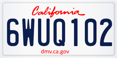 CA license plate 6WUQ102