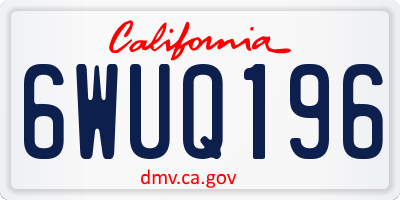 CA license plate 6WUQ196