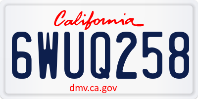CA license plate 6WUQ258