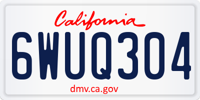 CA license plate 6WUQ304