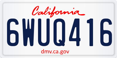 CA license plate 6WUQ416