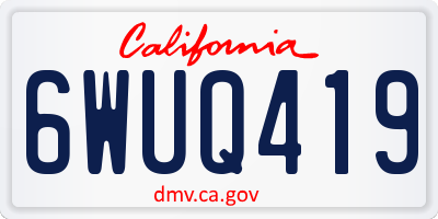 CA license plate 6WUQ419