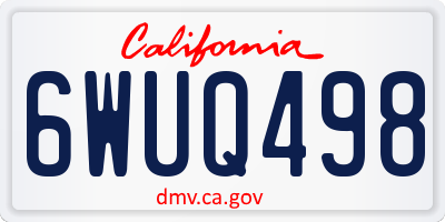 CA license plate 6WUQ498