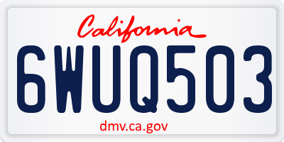 CA license plate 6WUQ503