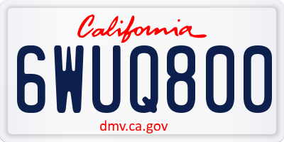 CA license plate 6WUQ800