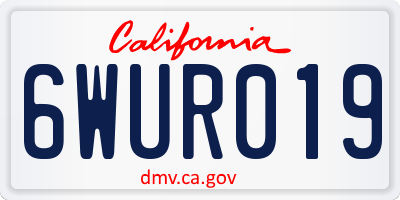 CA license plate 6WUR019