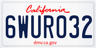 CA license plate 6WUR032