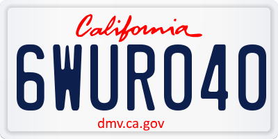 CA license plate 6WUR040