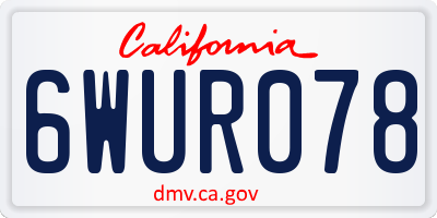 CA license plate 6WUR078