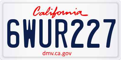 CA license plate 6WUR227