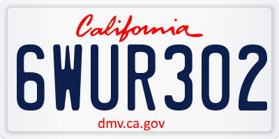 CA license plate 6WUR302