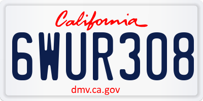 CA license plate 6WUR308