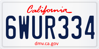 CA license plate 6WUR334