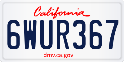 CA license plate 6WUR367