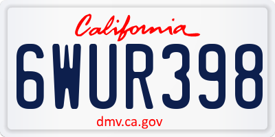 CA license plate 6WUR398