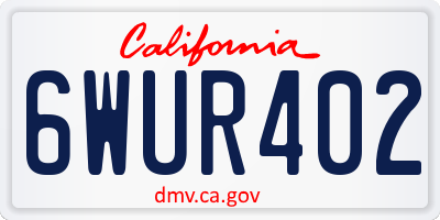 CA license plate 6WUR402