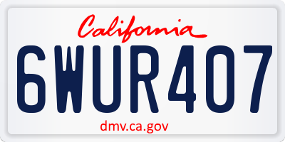 CA license plate 6WUR407