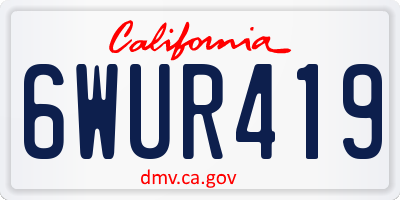 CA license plate 6WUR419
