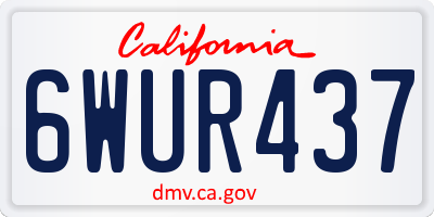 CA license plate 6WUR437